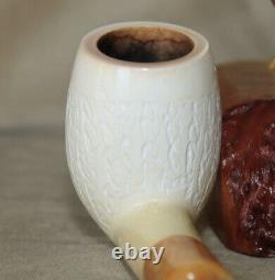 Ismet Bekler (CAO) BLOCK MEERSCHAUM in CASE MINTAmber Stem Turkish Pipe