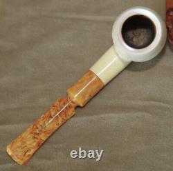 Ismet Bekler (CAO) BLOCK MEERSCHAUM in CASE MINTAmber Stem Turkish Pipe