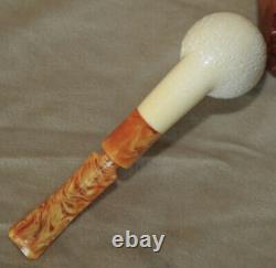 Ismet Bekler (CAO) BLOCK MEERSCHAUM in CASE MINTAmber Stem Turkish Pipe