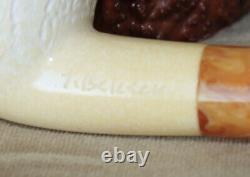 Ismet Bekler (CAO) BLOCK MEERSCHAUM in CASE MINTAmber Stem Turkish Pipe