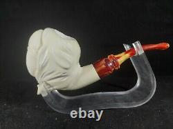 Japanese warrior meerschaum pipe, block meerschaum