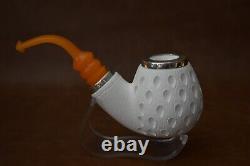 Jumbo Fat Reverse Calabash Apple Pipe New block Meerschaum Handmade Case836