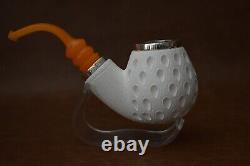 Jumbo Fat Reverse Calabash Apple Pipe New block Meerschaum Handmade Case836