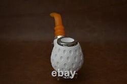 Jumbo Fat Reverse Calabash Apple Pipe New block Meerschaum Handmade Case836