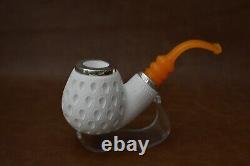 Jumbo Fat Reverse Calabash Apple Pipe New block Meerschaum Handmade Case836