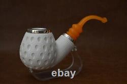 Jumbo Fat Reverse Calabash Apple Pipe New block Meerschaum Handmade Case836