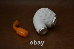 Jumbo Fat Reverse Calabash Apple Pipe New block Meerschaum Handmade Case836