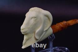 KENAN Goat Figure Pipe Block Meerschaum-Handmade NEW With Case#932