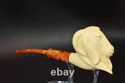 KENAN Goat Figure Pipe Block Meerschaum-Handmade NEW With Case#932