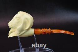 KENAN Goat Figure Pipe Block Meerschaum-Handmade NEW With Case#932