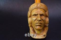KENAN Indian Chief Figure Pipe Block Meerschaum-handmade NEW W CASE#155