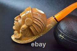 KENAN Indian Chief Figure Pipe Block Meerschaum-handmade NEW W CASE#155