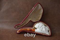 KENAN Indian Chief Figure Pipe Block Meerschaum-handmade NEW W CASE#476