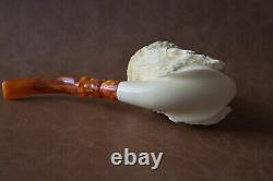 KENAN Viking Lagertha Pipe Handmade From Turkey Block Meerschaum-NEW W CASE#432