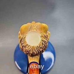 Kenan Block Meerschaum, Carved Wolf Head Tobacco Pipe, New