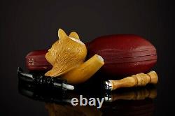 Kenan Deluxe Cat Pipe & Tamper new-block Meerschaum Handmade W Case#805