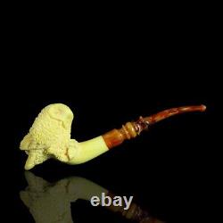 Kenan Large Owl Pipe block Meerschaum Handmade New W Case#702