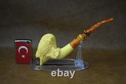 Kenan Large Owl Pipe block Meerschaum Handmade New W Case#702