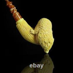 Kenan Large Owl Pipe block Meerschaum Handmade New W Case#702