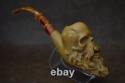 Kenan Large Size Skull Pipe W Beard Block Meerschaum-Handmade NEW W CASE#573