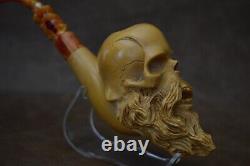 Kenan Large Size Skull Pipe W Beard Block Meerschaum-Handmade NEW W CASE#573