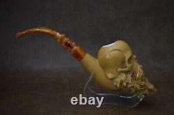 Kenan Large Size Skull Pipe W Beard Block Meerschaum-Handmade NEW W CASE#573