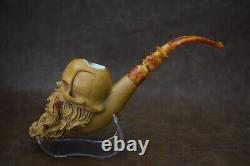 Kenan Large Size Skull Pipe W Beard Block Meerschaum-Handmade NEW W CASE#573