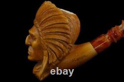 Kenan Native American, Indian Figure Pipe Block Meerschaum-NEW W CASE#461
