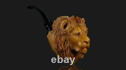 Kenan XL Size Lion Pipe Reverse Calabash New Block Meerschaum Handmade W Case113