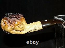 Kiko? Unsmoked Vintage Kiko Block Meerschaum Pipe African Man Fights Alligator