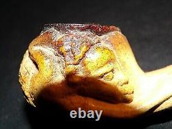 Kiko? Unsmoked Vintage Kiko Block Meerschaum Pipe African Man Fights Alligator