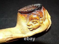 Kiko? Unsmoked Vintage Kiko Block Meerschaum Pipe African Man Fights Alligator