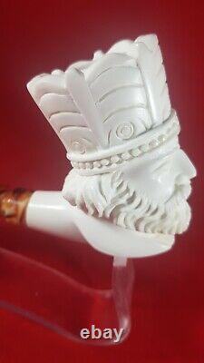 King Solomon meerschaum pipe, Smoking pipe, Hand Carved pipe, Block Meerschaum