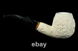 L Ornate Pipe Unicorn Embossed BLOCK MEERSCHAUM-NEW-HAND CARVED W Case#624