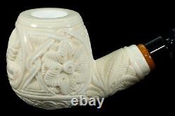 L Ornate Pipe Unicorn Embossed BLOCK MEERSCHAUM-NEW-HAND CARVED W Case#624