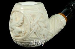 L Ornate Pipe Unicorn Embossed BLOCK MEERSCHAUM-NEW-HAND CARVED W Case#624