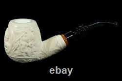 L Ornate Pipe Unicorn Embossed BLOCK MEERSCHAUM-NEW-HAND CARVED W Case#624