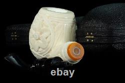 L Ornate Pipe Unicorn Embossed BLOCK MEERSCHAUM-NEW-HAND CARVED W Case#624