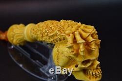 L SIZE Reverse Skull Pipe BY SADIK YANIK Block Meerschaum-NEW W CASE#1115