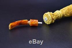 L SIZE Reverse Skull Pipe BY SADIK YANIK Block Meerschaum-NEW W CASE#1115