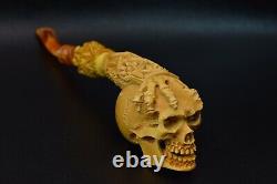 L SIZE Reverse Skull Pipe BY SADIK YANIK Block Meerschaum-NEW W CASE#1119