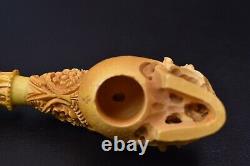 L SIZE Reverse Skull Pipe BY SADIK YANIK Block Meerschaum-NEW W CASE#1119