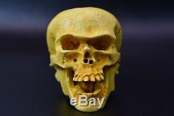 L SIZE Skull Pipe BY SADIK YANIK Block Meerschaum Handmade -NEW W CASE#1113