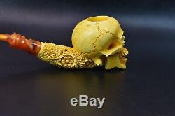 L SIZE Skull Pipe BY SADIK YANIK Block Meerschaum Handmade -NEW W CASE#1113