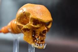L SIZE Skull Pipe BY SADIK YANIK Block Meerschaum Handmade -NEW W CASE#441