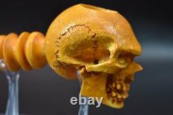 L SIZE Skull Pipe BY SADIK YANIK Block Meerschaum Handmade -NEW W CASE#441