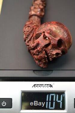 L Size Skull Pipe W Skeleton Hand SADIK YANIK Block Meerschaum-NEW W CASE#1261