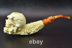 L Size Skull Pipe W Skeleton Hand SADIK YANIK Block Meerschaum-NEW W CASE#363