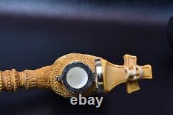 L Skull Pipe W Wind Cap Block Meerschaum Handmade -NEW W CASE#1168