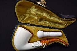 L Smooth Acorn Pipe By Tekin-new-block Meerschaum Handmade W Case#746 Tamper